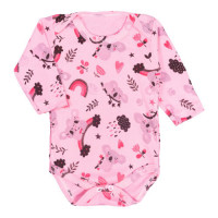 BODY MANGA LONGA PARA BEBÊ EM SUEDINE ESTAMPADINHO ROSA CLARO