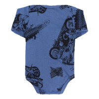 BODY MANGA LONGA PARA BEBÊ EM SUEDINE ESTAMPADINHO AZUL