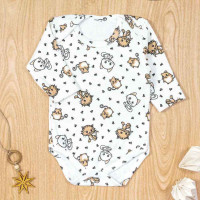 BODY PARA BEBÊ MANGA LONGA ESTAMPADINHO CAT CREME