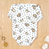 BODY PARA BEBÊ MANGA LONGA ESTAMPADINHO CAT CREME