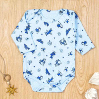 Body Para Bebê Manga Longa Estampadinho Helicóptero Azul Claro