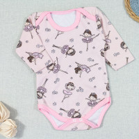BODY PARA BEBÊ MANGA LONGA ESTAMPA BAILARINA ROSA CLARO