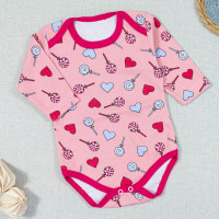 BODY PARA BEBÊ MANGA LONGA ESTAMPA PIRULITO ROSÊ