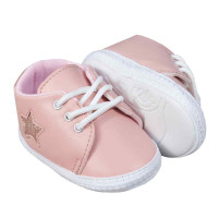 TÊNIS COM CADARÇO PARA BEBÊ MENINA STAR GLITTER ROSE