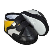 TÊNIS COM VELCRO DUPLO PARA BEBÊ MENINO DETALHE STAR PRETO