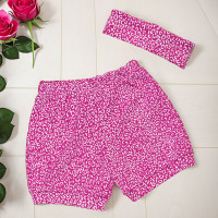 Kit de Shorts e Faixinha Pink Oncinha Minimalista