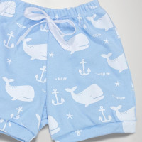 Shorts de Bebê Minimalista Baleia Azul Claro Verão