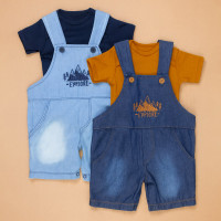Jardineira Jeans Baby Bordada com Body para Aventuras de Verão Caramelo 