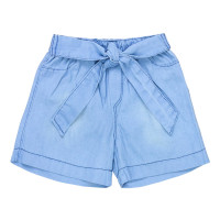 Shorts Jeans Infantil de Menina com Amarração - Jeans Claro