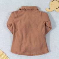 CASACO SOFT INFANTIL 1 AO 3 COM GOLA E LACINHOS MARROM