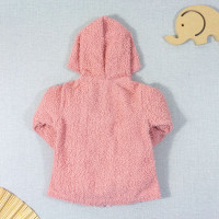 CASACO INFANTIL 1 AO 3 PELÚCIA COM CAPUZ ROSÊ