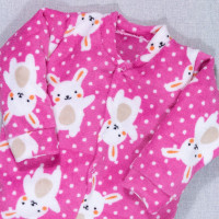MACACÃO INFANTIL 1 AO 3 FLEECE ESTAMPADINHO COELHINHA ROSA