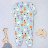 MACACÃO INFANTIL 1 AO 3 FLEECE ESTAMPADINHO BALÕES VERDE CLARO