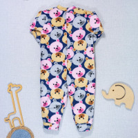MACACÃO INFANTIL 1 AO 3 FLEECE ESTAMPADINHO URSINHAS MARINHO