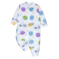 MACACÃO INFANTIL 1 AO 3 FLEECE ESTAMPADINHO PLANETAS BRANCO