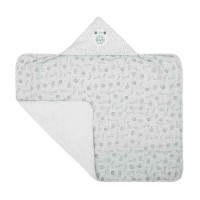 TOALHA COM CAPUZ FELPUDA FRALDA ESTAMPADINHA LEÃO CINZA
