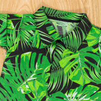 MACACÃO CAMISA PARA BEBÊ MENINO EM TRICOLINE FOLHAS VERDE
