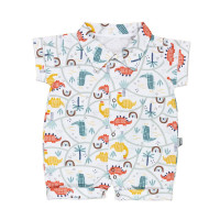 MACACÃO CAMISA PARA BEBÊ MENINO EM TRICOLINE DINO BRANCO