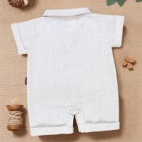 Macacão Camisa Ecolinho Curto Off White Elegance para Bebês