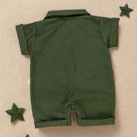 Macacão Camisa para Bebê Verde Oliva - Look Casual Perfeito