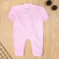 MACACÃO LONGO ZÍPER EM PLUSH BÁSICO PARA BEBÊ ROSA
