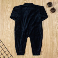 MACACÃO LONGO ZÍPER EM PLUSH BÁSICO PARA BEBÊ PRETO