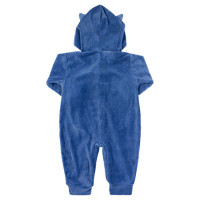 MACACÃO LONGO EM PLUSH PARA BEBÊ CAPUZ BORDADO RAPOSA AZUL