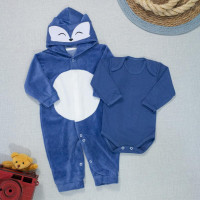 Macacão Plush e Body Suedine para Bebês Raposa Azul
