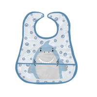 KIT 2 BABADORES IMPERMEAVEIS PARA BEBÊ TUBARÃO AZUL