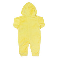 MACACÃO LONGO PELÚCIA COM CAPUZ PARA BEBÊ BORDADO GIRAFA AMARELO