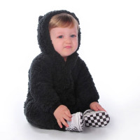 Macacão para Bebê de Pelucia Teddy Com Capuz Preto