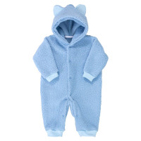 Macacão para Bebê de Pelucia Teddy Com Capuz Tons Variáveis de Azul