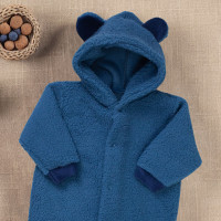 Macacão para Bebê de Pelúcia Teddy com Capuz Azul Royal