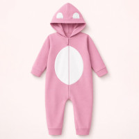 Macacão Infantil Menina em Soft Quentinho com Zíper Fácil Rosa