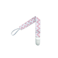 PRENDEDOR DE CHUPETA PARA BEBÊ ESTAMPADINHO CHEVRON ROSA