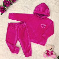 Conjunto Plush Com Capuz Beautiful Bear Pink