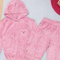 Conjunto Infantil em Plush Rosê Beautiful Bear para Meninas