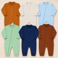 Kit 3 Macacões Longos Bebê Suedine Zíper Algodão Hipoalergênico Menino 0 a 12 Meses