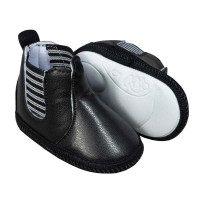 BOTINHA CANO BAIXO COM ELÁSTICO PARA BEBÊ MENINO PRETO