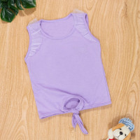 Blusa Infantil 1 Ao 3 Regata Com Tule Borboleta Lilás