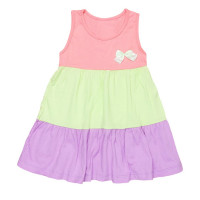 VESTIDO INFANTIL 1 AO 3 TRICOLOR MALHA 100% ALGODÃO SALMÃO