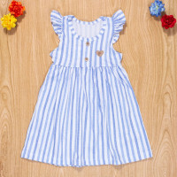 VESTIDO INFANTIL 1 AO 3 100% ALGODÃO LISTRADINHO AZUL