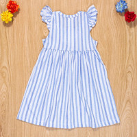VESTIDO INFANTIL 1 AO 3 100% ALGODÃO LISTRADINHO AZUL