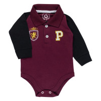 BODY POLO PARA BEBÊ COM BORDADINHOS EM PIQUET VINHO