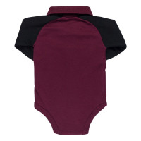 BODY POLO PARA BEBÊ COM BORDADINHOS EM PIQUET VINHO