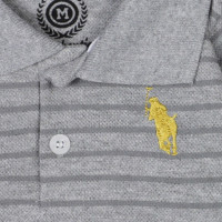 BODY POLO PIQUET PARA BEBÊ MANGA LONGA BORDADO LISTRAS MESCLA