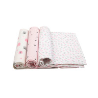 KIT CUEIRO FLANELADO 3 PEÇAS 80CM X 80CM PARA BEBÊ CASINHA