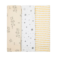 KIT CUEIRO FLANELADO 3 PEÇAS 80CM X 80CM PARA BEBÊ FAMILIA COELHO