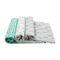 KIT CUEIRO FLANELADO 3 PEÇAS 80CM X 80CM PARA BEBÊ PANDA