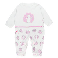 MACACÃO LONGO PARA BEBÊ SUEDINE ESTAMPADO COM BORDADO CREME